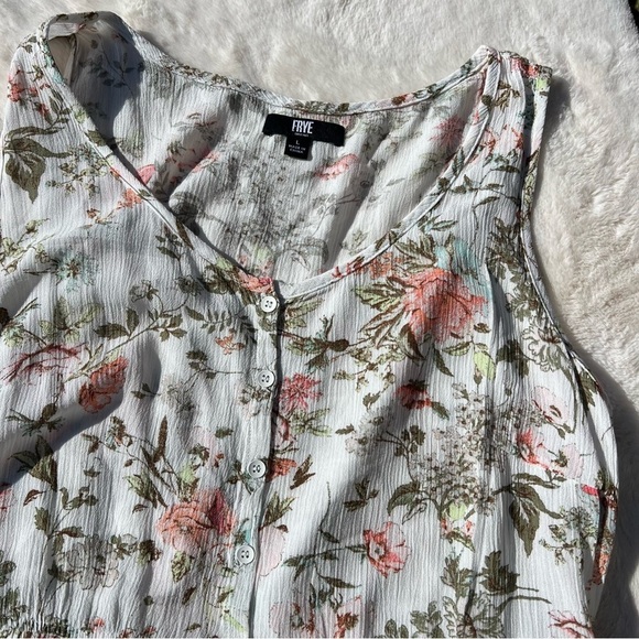 FRYE Floral Sleeveless Button Front Maxi Dress White Pink Green Size Large - Picture 9 of 11